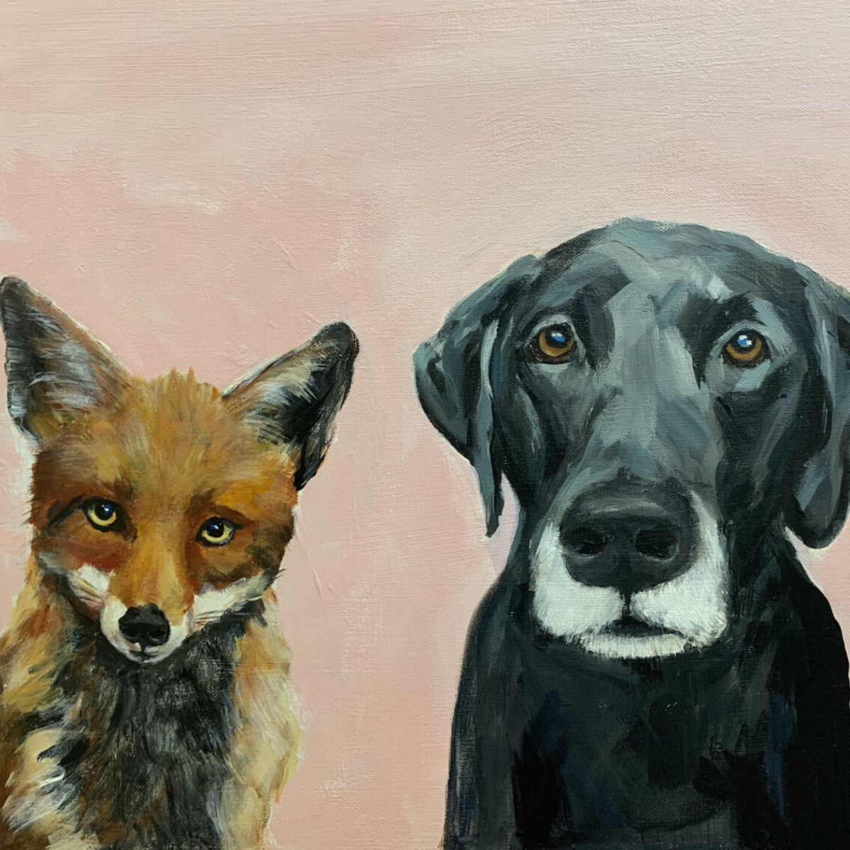 Stephanie Nichols Art - Pet Portraits - Fox & Dog